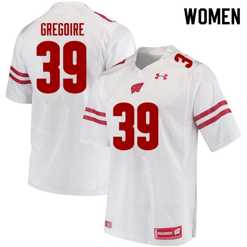Wisconsin Badgers Women's #39 Mike Gregoire NCAA Under Armour Authentic White College Stitched Football Jersey WU40Y58HV